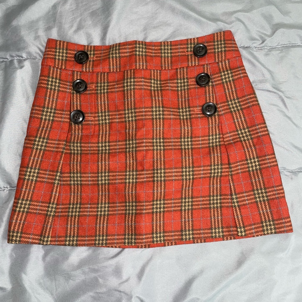 Gap, 0 orange plaid skirt